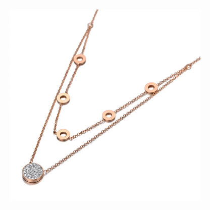 Fashion Titanium Stainless Steel Double Layer Choker Necklaces Clay Rhinestone Geometry Necklace for Women Girls N20003