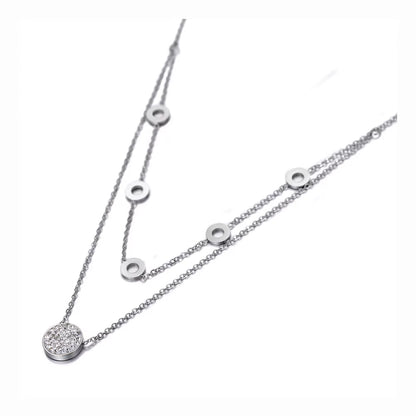 Fashion Titanium Stainless Steel Double Layer Choker Necklaces Clay Rhinestone Geometry Necklace for Women Girls N20003