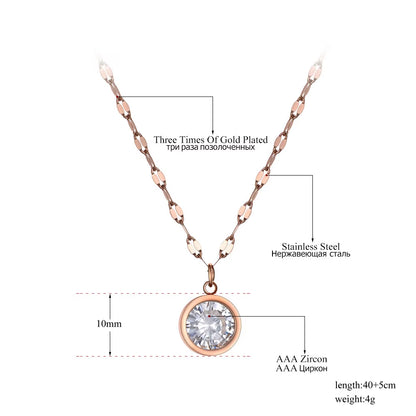 Trendy Stainless Steel Sparkling Big CZ Crystal Choker Necklaces for Women Office Style Charm Pendant Necklace N19218