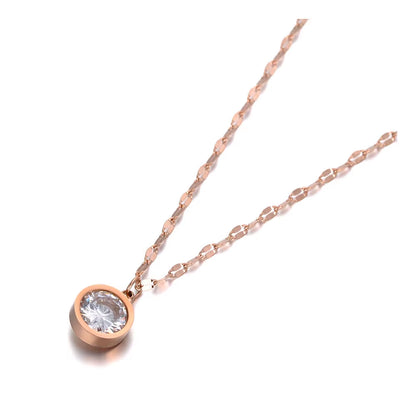 Trendy Stainless Steel Sparkling Big CZ Crystal Choker Necklaces for Women Office Style Charm Pendant Necklace N19218