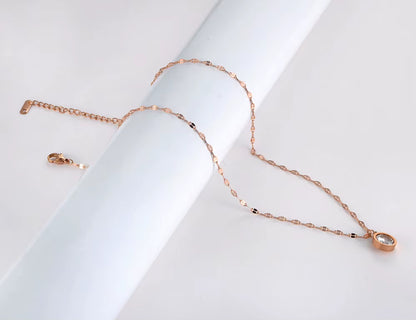 Trendy Stainless Steel Sparkling Big CZ Crystal Choker Necklaces for Women Office Style Charm Pendant Necklace N19218